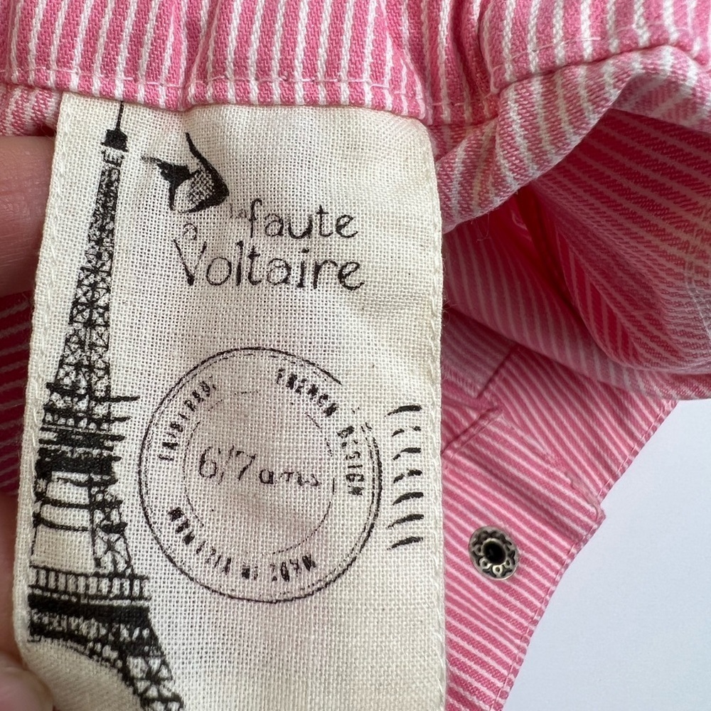 Girls cotton shorts, size 6-7 Y, by Faulte Voltaire